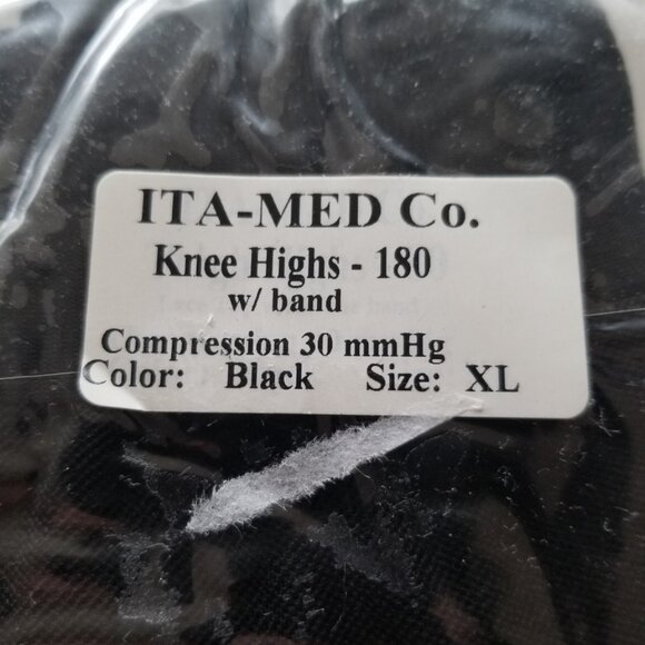ITA-MED Knee Highs - 180 with band - Compression 30mmHg- XL - Black - NWT - … - Picture 1 of 3